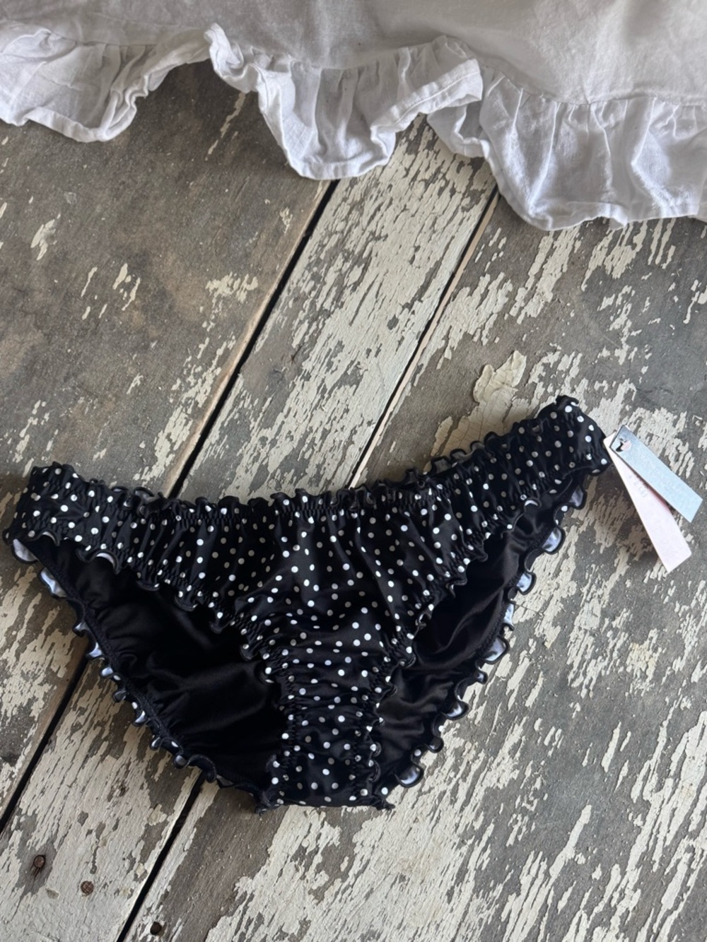 Victoria’s Secret SWIM Black Polka Dot Ruffled Bikini Bottoms🖤